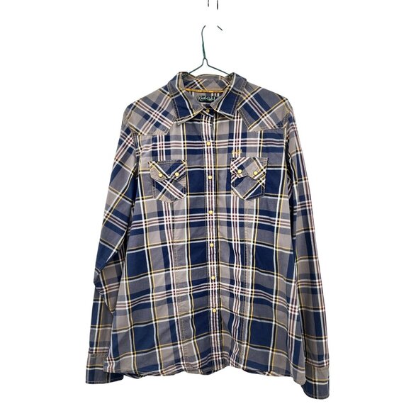 Cruel Girl Plaid Western Shirt Womens XL Used Snap Front 100% Cotton - Picture 1 of 16